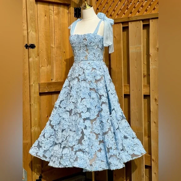 🆕 BRONX & BANCO 🧿 NWOT Sabrina Blue Midi Dress, Sz S - US 4 - Picture 8 of 17